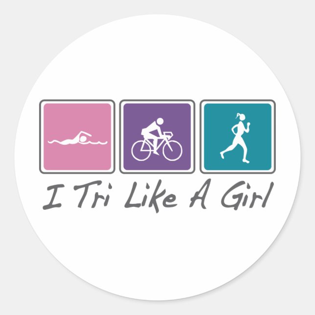 i tri like a girl (Triathlete) Classic Round Sticker (Front)