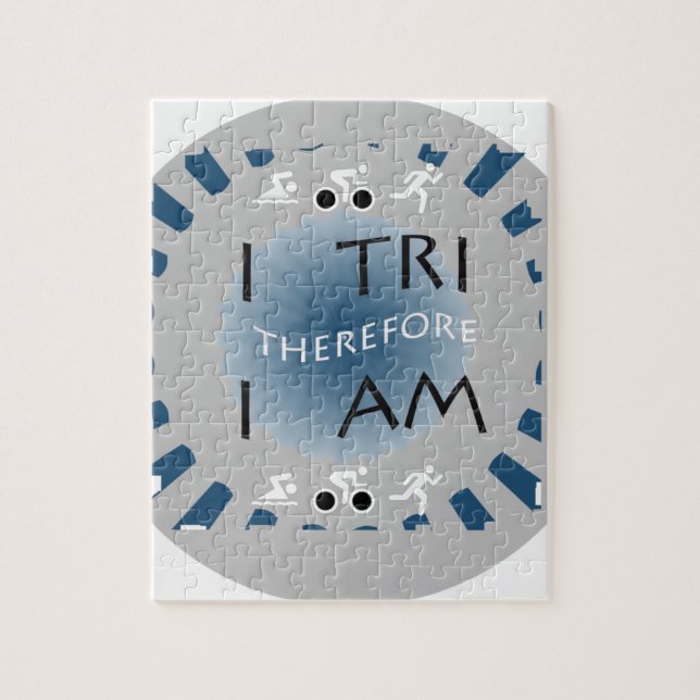 I Tri Therefore I am Triathlon Jigsaw Puzzle (Vertical)