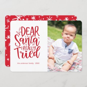 I Tried... Funny Christmas Holiday Photo Card by oddowl at Zazzle