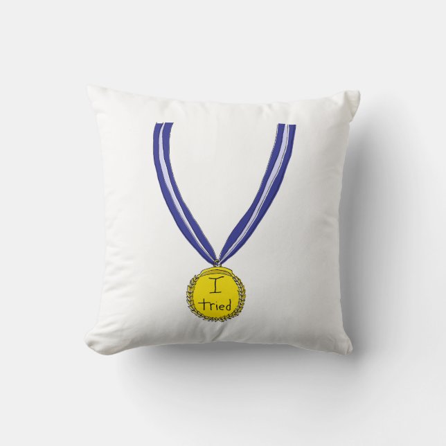I Tried Medal Throw Pillow (Front)