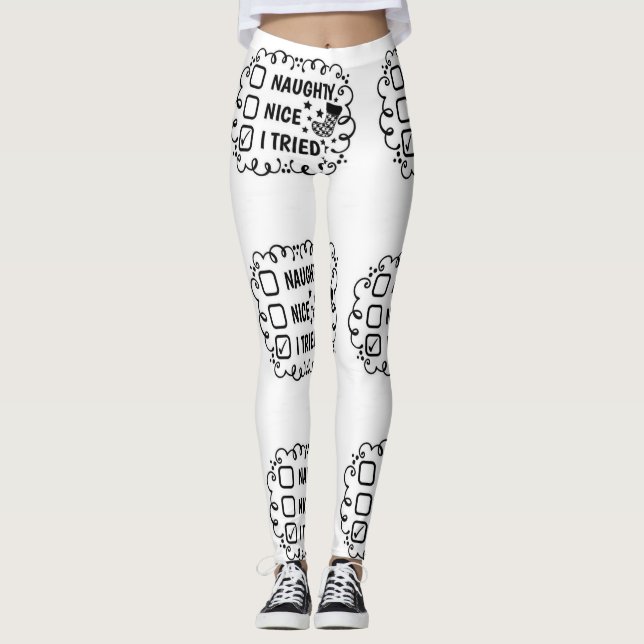 ***I TRIED NAUGHTY I TRIED NICE** HOLIDAY LEGGINGS (Front)