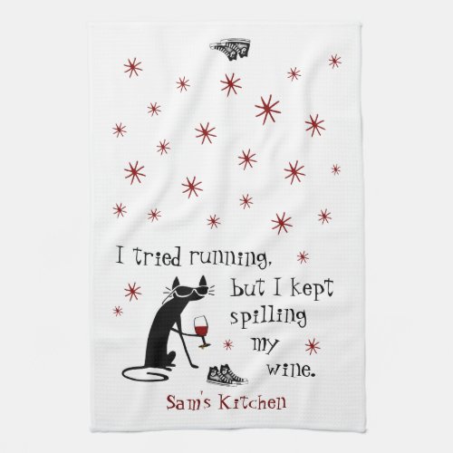 I Tried Running Funny Wine Quote Kitchen Towel