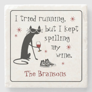 I Tried Running Funny Wine Quote Stone Coaster