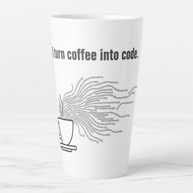I Turn Coffee Into Code - Funny Programmer Quote Latte Mug (Front)