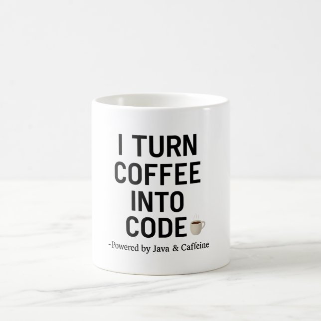 I Turn Coffee Into Code – Funny Programmer Quote Mug (Center)