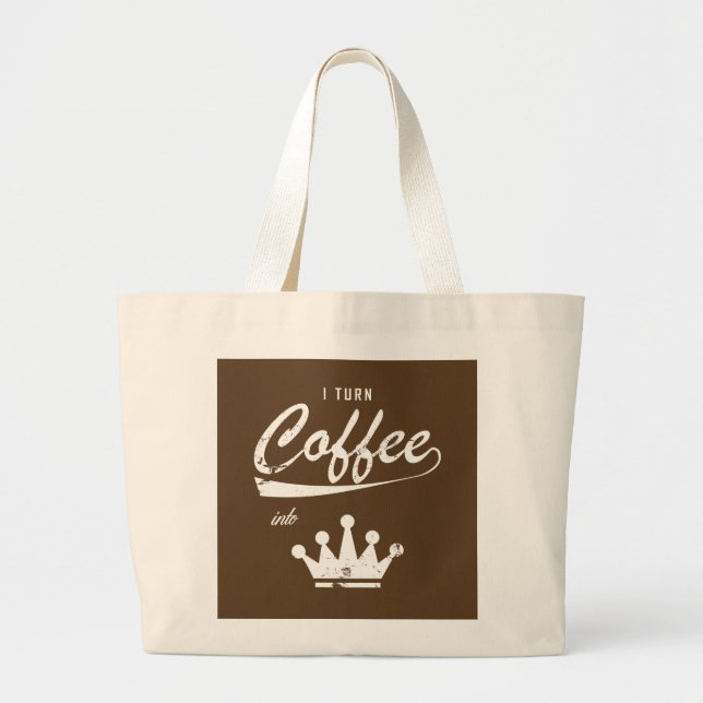 I Turn Coffee Into KOMs Large Tote Bag (Front)