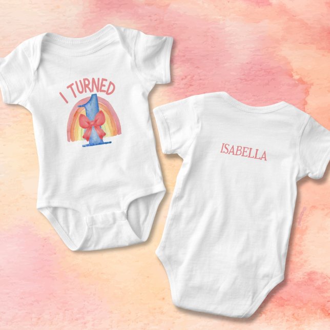 I Turned One Baby Bodysuit for Girls Rainbow (Creator Uploaded)