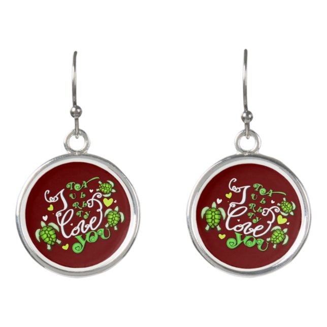 I turtally love you - Valentines Day Earrings (Front)