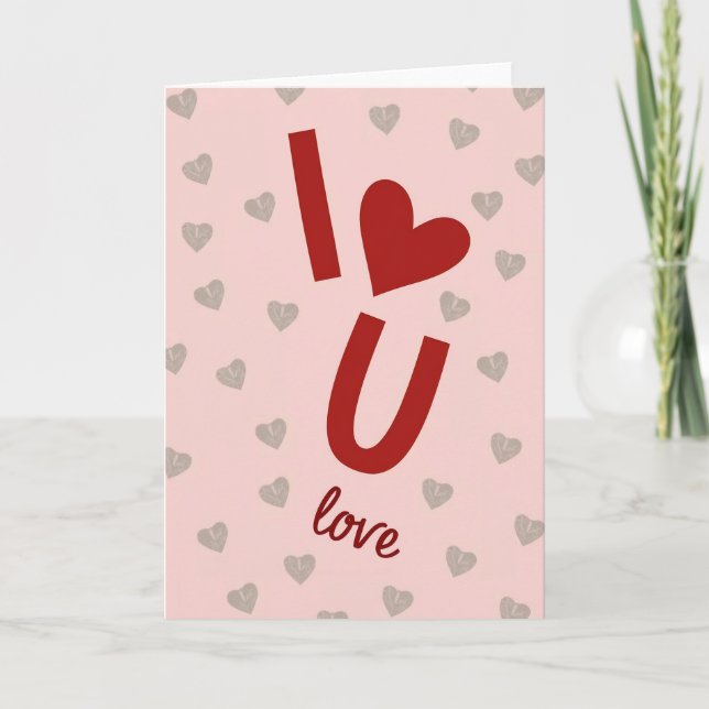 I U Love Hearts Pattern Card (Front)