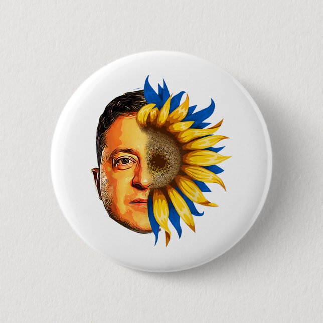 I Ukraine Sunflower Ukraine Zelenskyy free Stand Button (Front)