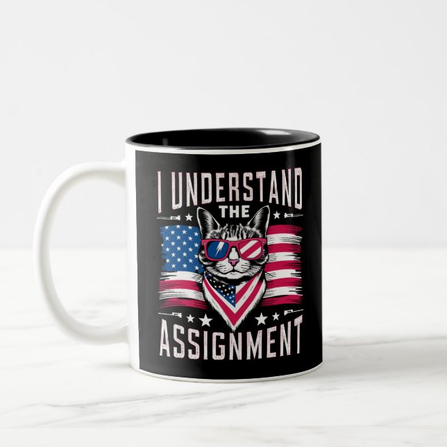 I Understand The Assignment Cat Childless Cat Lady Two-Tone Coffee Mug (Left)