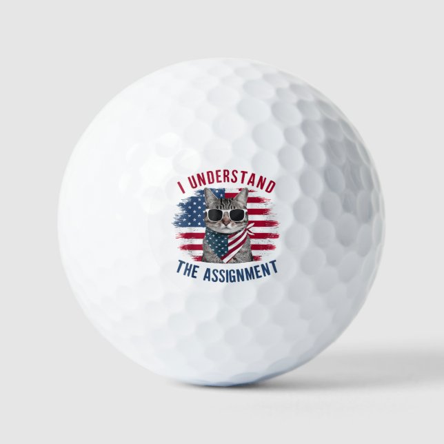 I Understand The Assignment Cat, Vote Kamala Harri Golf Balls (Front)