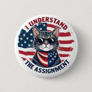 I Understand the Assignment Harris Walz Cat Lady  Button