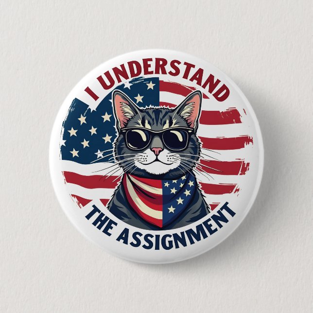 I Understand the Assignment Harris Walz Cat Lady  Button (Front)