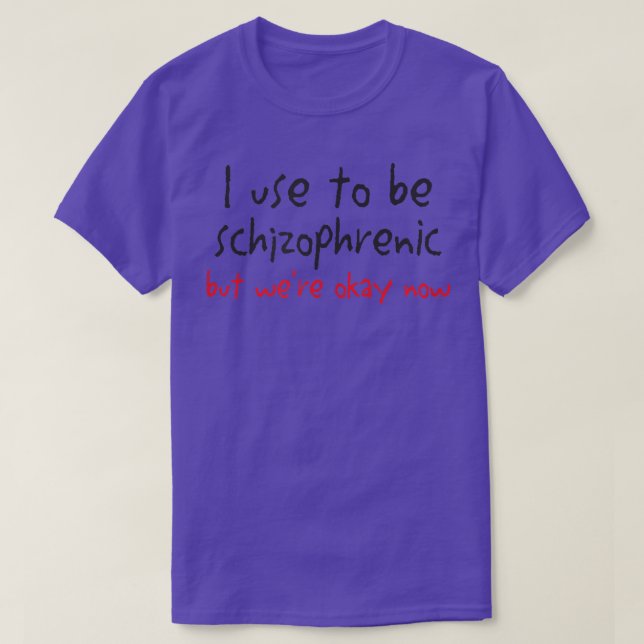 I Use To Be Schizophrenic But Were Okay Now  T-Shirt (Design Front)