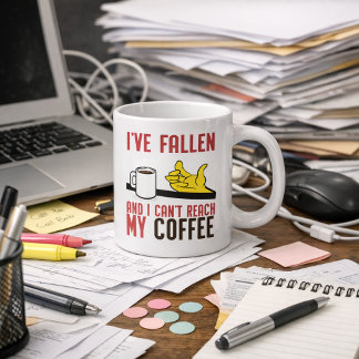 I’ve Fallen and I Can’t Reach My Coffee Humorous Giant Coffee Mug
