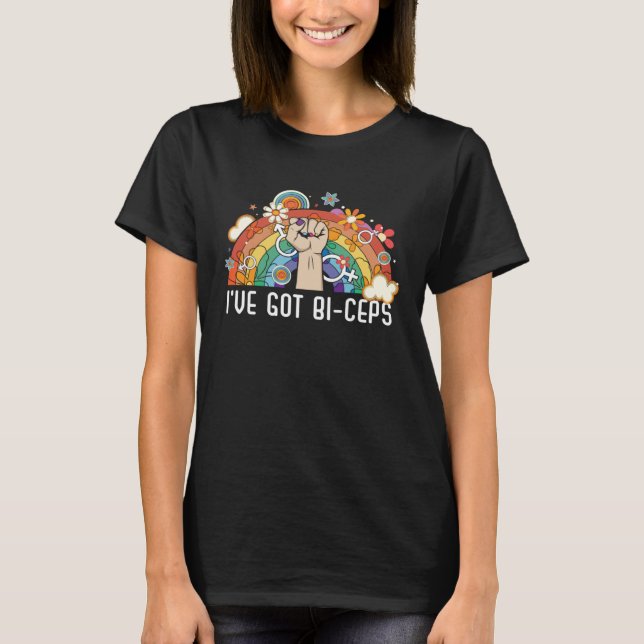 I ve Got Bi Ceps Bisexual Pride Bodybuilder LGBTQ  T-Shirt (Front)