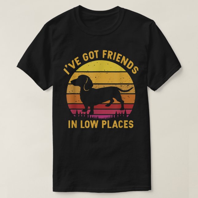 I_ve Got Friends In Low Places Funny Dachshund App T-Shirt (Design Front)