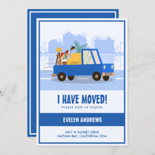 I’ve Moved Blue Car On The Road Moving Announcement