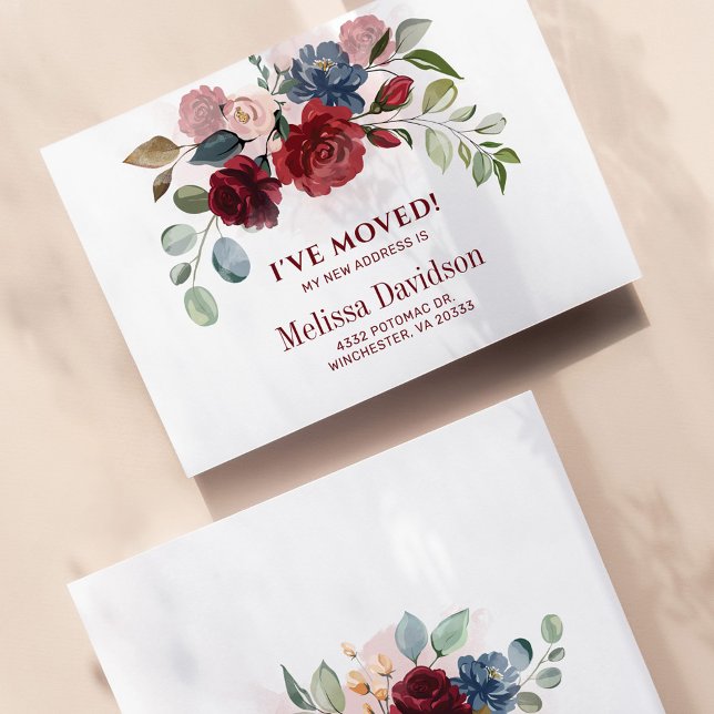 I’ve Moved Burgundy Floral Botanical Announcement (Creator Uploaded)