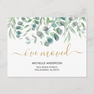 I’ve Moved Modern Eucalyptus Botanical Moving  Announcement Postcard