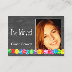 I´ve Moved watercolor baubles photo card