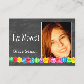 I´ve Moved Watercolor Baubles Photo Card by PortoSabbiaNatale at Zazzle