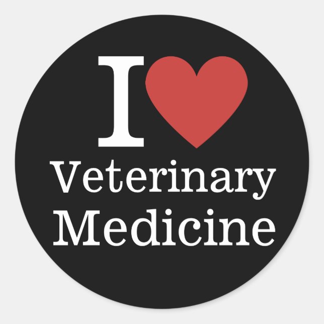 I ❤️ Veterinary Medicine for Students/Faculty Classic Round Sticker (Front)