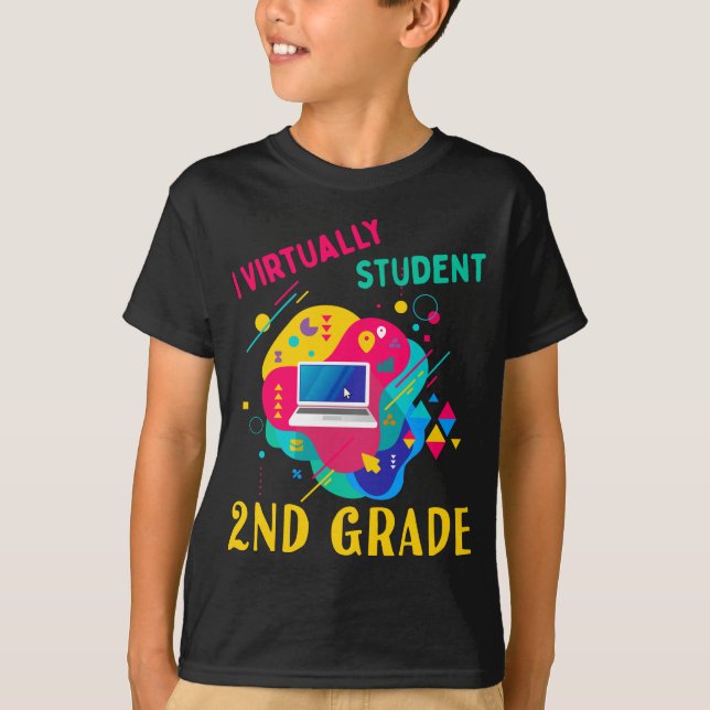 I Virtually Student 2nd Grade Gift for Boys Girls T-Shirt (Front)