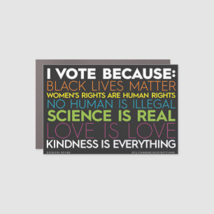 I Vote Because... Kindness is Everything Car Magnet
