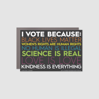 I Vote Because... Kindness is Everything Car Magnet