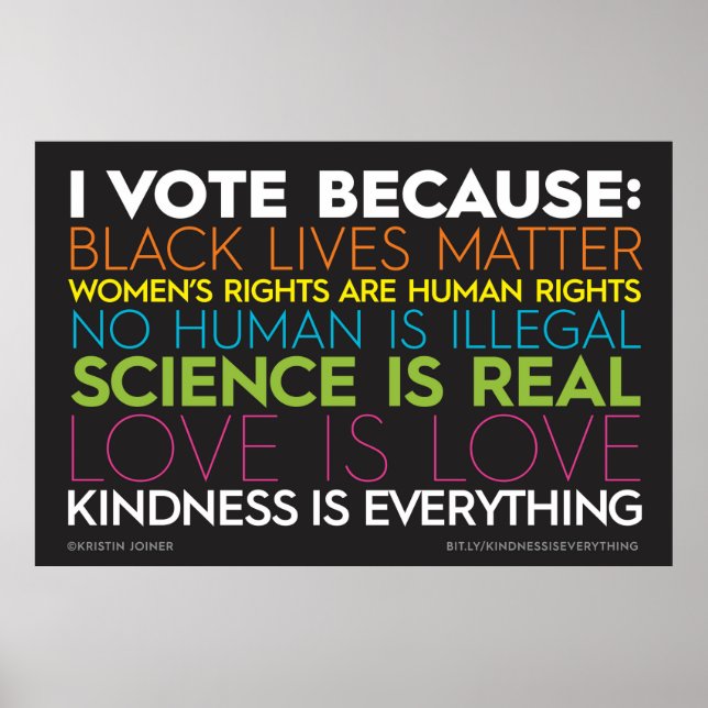 I Vote Because... Kindness is Everything Sign (Front)