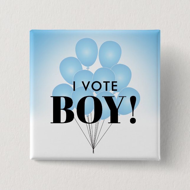 I Vote Boy Blue Balloons Gender Reveal Party Button (Front)
