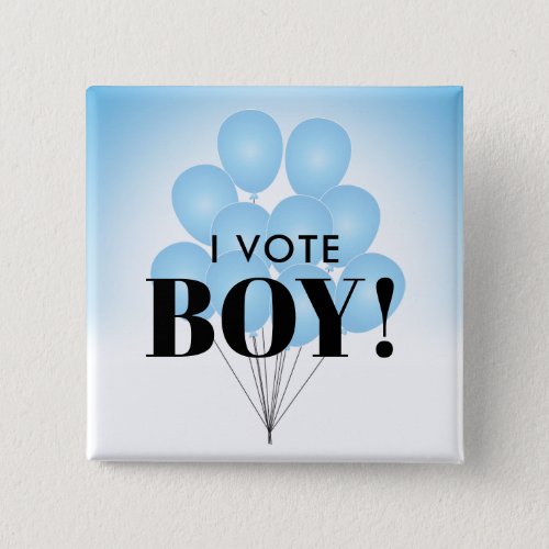 I Vote Boy Blue Balloons Gender Reveal Party Button