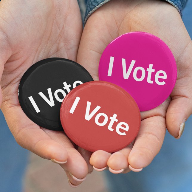 I Vote Button - White on Black (Customizable) (Creator Uploaded)