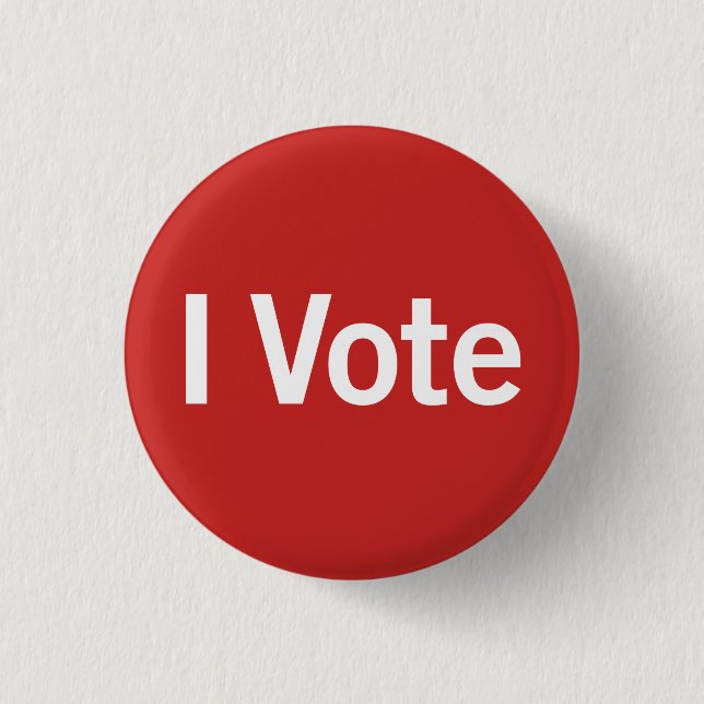 I Vote Button - White on Red (Front)