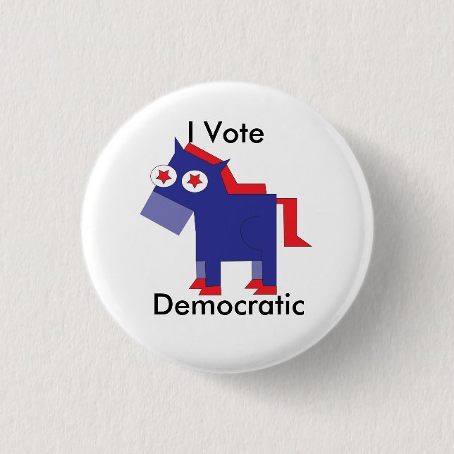 I Vote Democratic Pinback Button (Front)