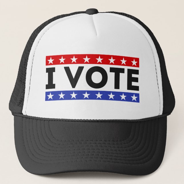 I Vote Empower Your Voice Patriotic Voter Trucker Hat (Front)