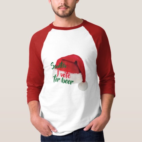 i vote for beer funny christmas santa shirt