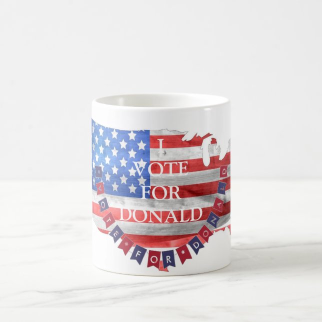 I Vote for Donald Trump Republican American Flag Coffee Mug (Center)