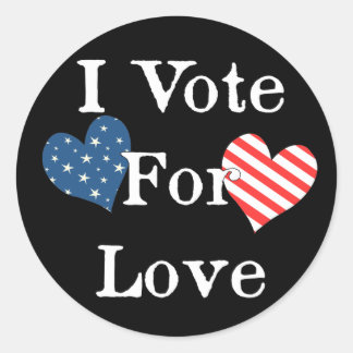 I Vote For Love Classic Round Sticker