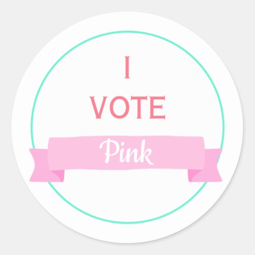I VOTE PINK  Baby shower Gender Reveal Game Classic Round Sticker