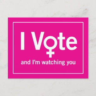 I Vote Postcard - Pink