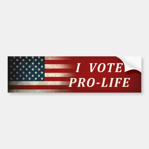 I Vote Pro_Life Patriotic American Flag Bumper Sticker