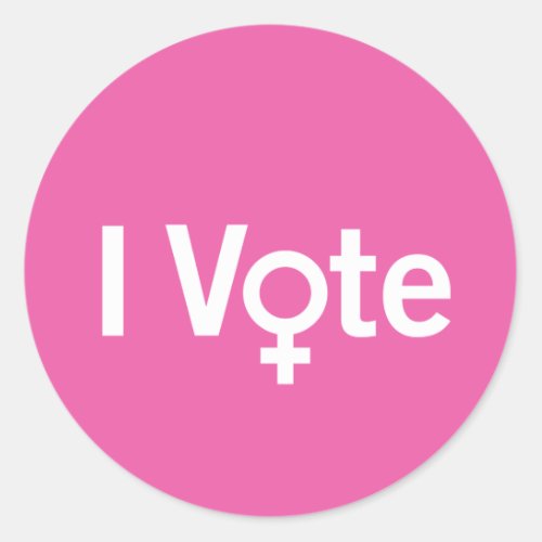 I Vote Sticker _ White on Pink Customizable