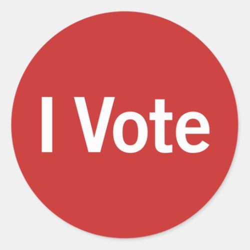 I Vote Sticker _ White on Red Customizable