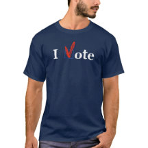 "I Vote" T-Shirt available in several dark colors.