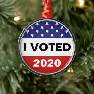 I Voted 2024 American Flag Metal Ornament