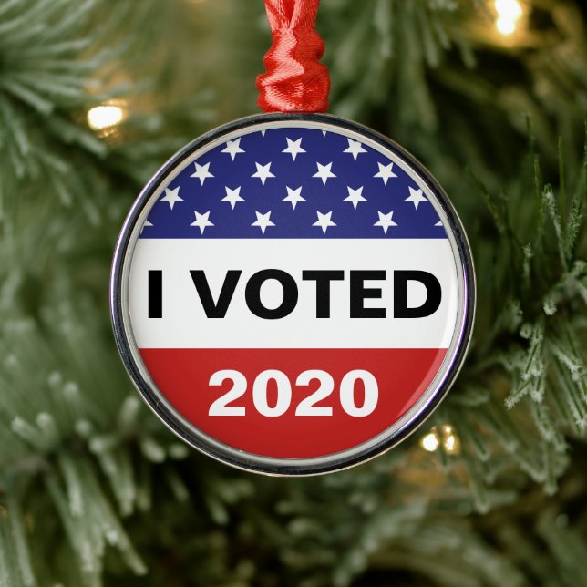 I Voted 2024 American Flag Metal Ornament (Tree)