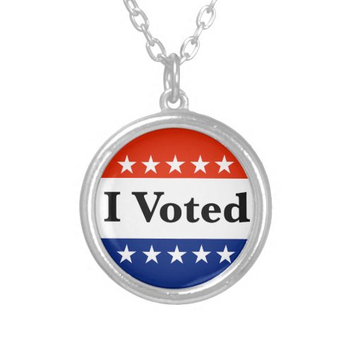 I Voted 2024 Elections Silver Plated Necklace